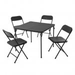 Mainstays 5 Piece Resin Card Folding Table and Four Folding Chairs Set, Black