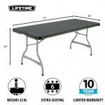 Lifetime 6 Foot Rectangle Folding Table, Indoor/Outdoor Commercial Grade, Black (280350)