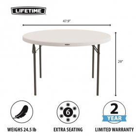 Lifetime 48 inch Round Nesting Table, Indoor/Outdoor Light Commercial Grade, White (81111)