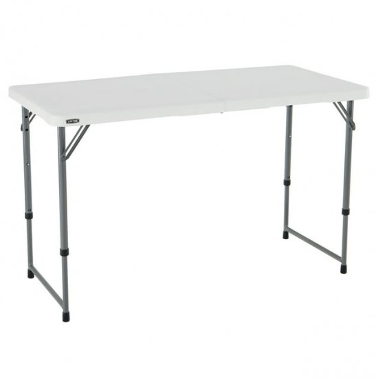 Lifetime 4428 Height Adjustable Craft Camping and Utility Folding Table, 4 ft, 4\'/48 x 24, White Granite