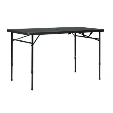 Mainstays 4 Foot Fold-in-Half Adjustable Folding Table, Rich Black