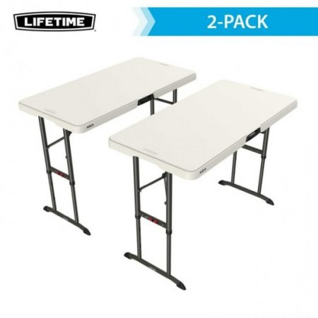 Lifetime 4 foot Almond Adjustable Hight Nesting Table 2-Pack - 80926