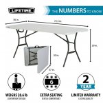 Lifetime 6 Foot Rectangle Fold-in-Half Table, Commercial Grade, White Granite (25011)