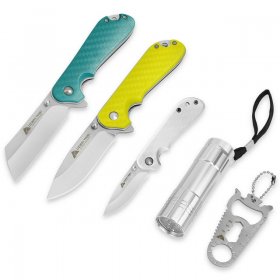 Ozark Trail 3.3" inch Blade Length Pocket Knives Green Yellow White