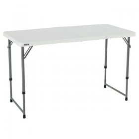 Lifetime 4428 Height Adjustable Craft Camping and Utility Folding Table, 4 ft, 4'/48 x 24, White Granite