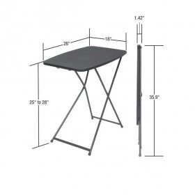 18" x 26" Indoor Outdoor Adjustable Height Personal Folding Table, Black, 2 pack