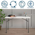 COSCO 4 ft. Straight Folding Utility Table, White, Indoor & Outdoor, Portable Desk, Camping, Tailgating, & Crafting Table