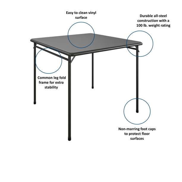 COSCO Premium 5-Piece Folding Table & Chair Dining Set, Black